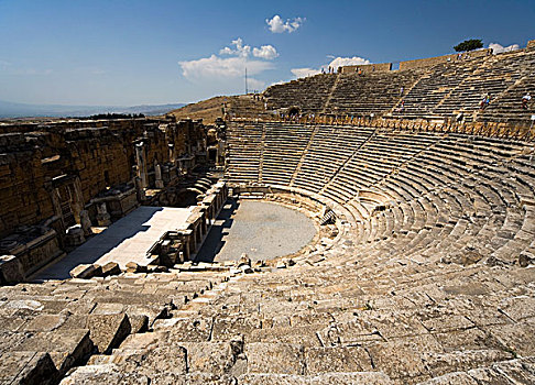 古老,罗马人,剧院,希拉波里斯,棉花堡,土耳其