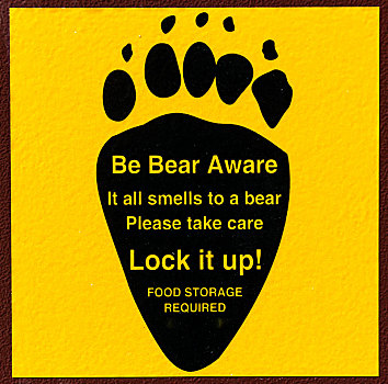 熊,警告标识,垃圾箱,大台顿国家公园,怀俄明,美国,北美