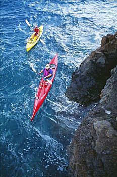 夏威夷,毛伊岛,两个人,漂流,海岸线