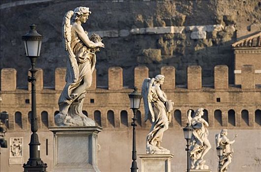 意大利,拉齐奥,罗马,雕塑,圣天使桥