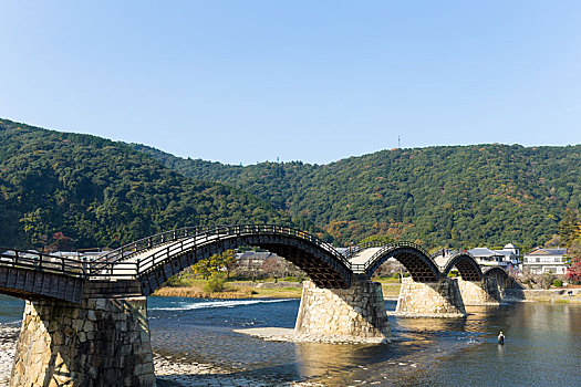 日本,桥,木质,拱桥