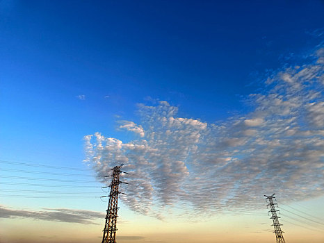 云海红日,湛蓝天空