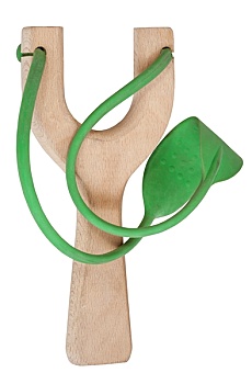 简单,木质,弹弓,绿色,皮筋