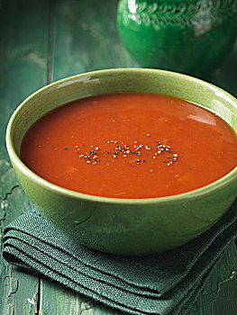 特写,碗,西红柿汤