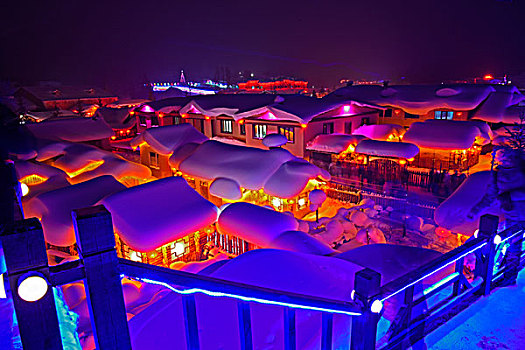 童话世界,中国雪乡,夜景