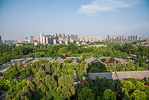 陕西省西安大雁塔,西安大慈恩寺佛塔,上看西安古城四方