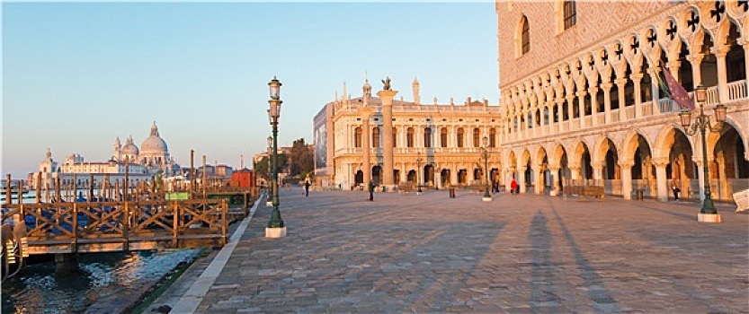 威尼斯,意大利,总督,宫殿,水岸,晨光