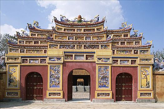 城堡,皇宫,禁止,紫色,城门,传统建筑,色调,越南