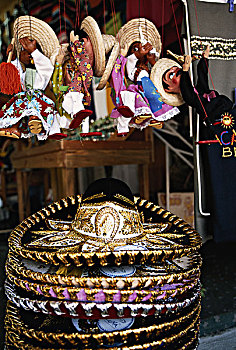 墨西哥,阿卡普尔科,市场,彩色,墨西哥帽,娃娃,大幅,尺寸