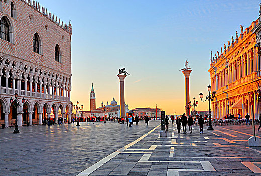 宫殿,圣乔治奥,岛屿,威尼斯,威尼托,意大利,世界遗产,早晨,太阳
