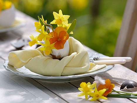 水仙花,复活节餐桌,装饰,平台