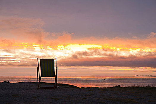 椅子,海滩,菲尼斯泰尔,布列塔尼,法国