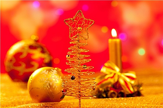 圣诞节,金色,树,蜡烛