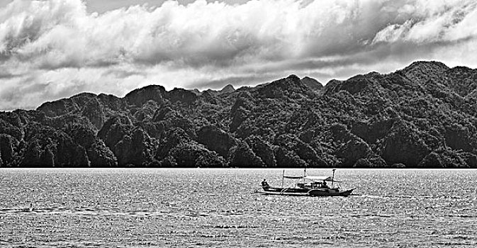 船,菲律宾,蛇,岛屿,靠近,爱妮岛,巴拉望岛,漂亮,全景,海岸线,海洋,石头