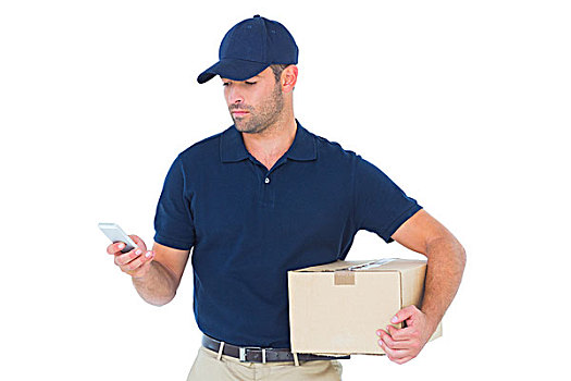 送货员,打手机,拿着,包装