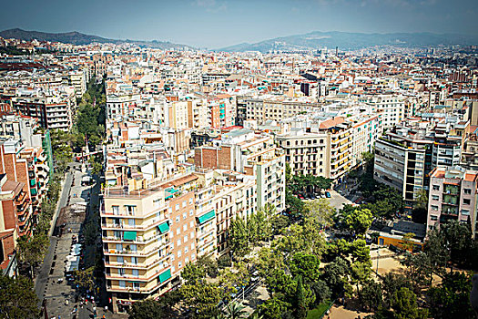 西班牙,城市,公寓楼,巴塞罗那