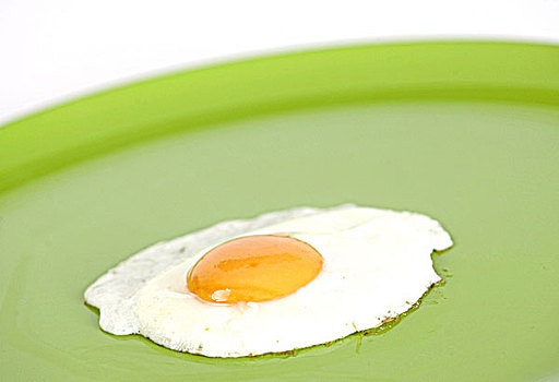煎鸡蛋,绿色,盘子