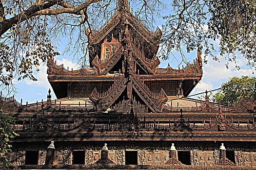 缅甸,曼德勒,金色,宫殿,寺院