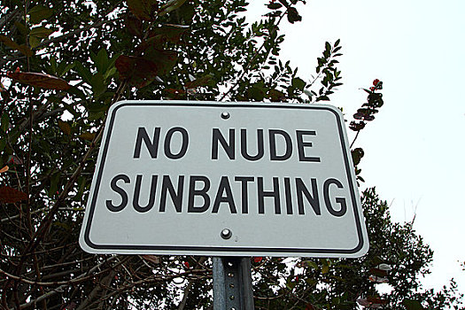 裸露,日光浴,标识,海滩,佛罗里达,美国