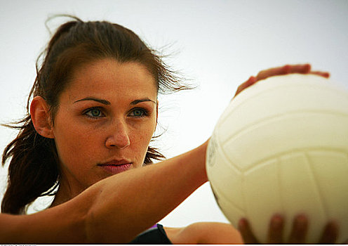 女人,玩,排球