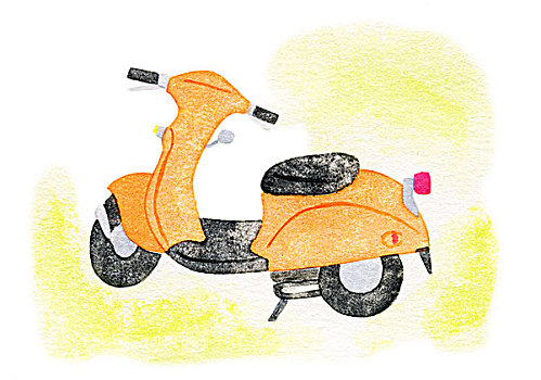 橙色,摩托车