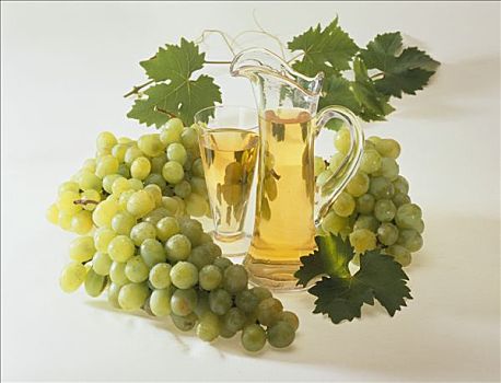 葡萄汁,玻璃杯,罐,围绕,绿葡萄