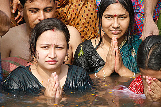 人,印度教,神圣,沐浴,雅鲁藏布江,孟加拉,四月,2008年