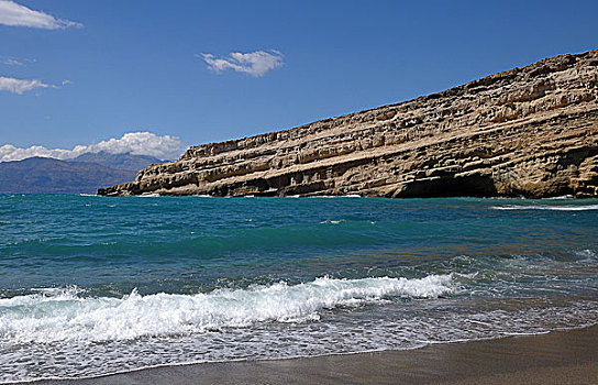石头,海滩,马塔拉,南海岸,克里特岛,希腊,欧洲
