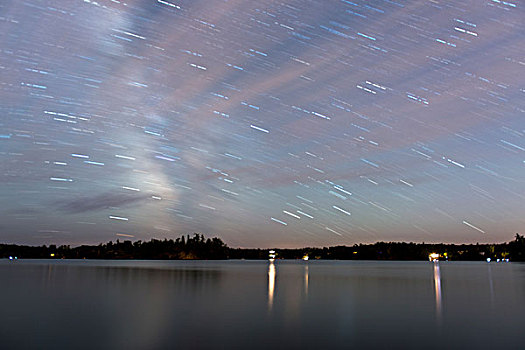 星迹,上方,湖,木头,安大略省,加拿大
