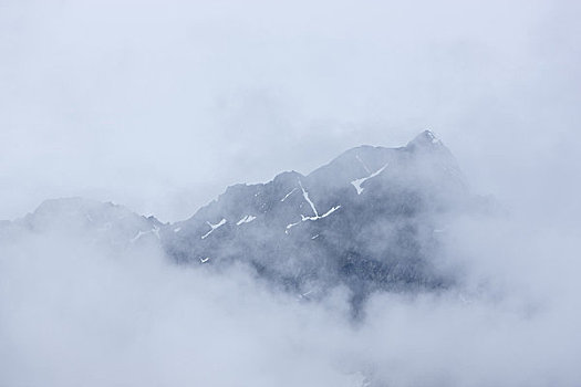 雾,顶峰,楚加奇山,高处,冰河,湾,海洋公园,阿拉斯加