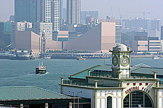 远眺,中心,码头,香港