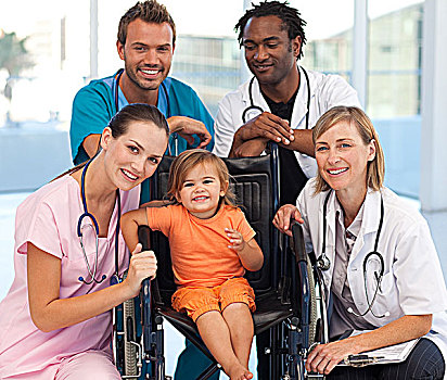 医生,婴儿,轮椅