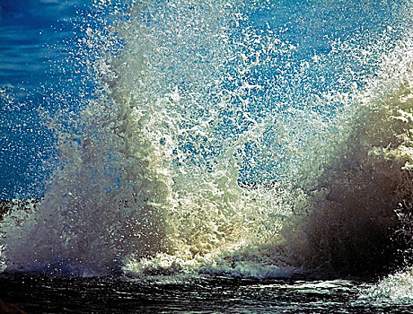 大,波浪,满潮,海岸,照片