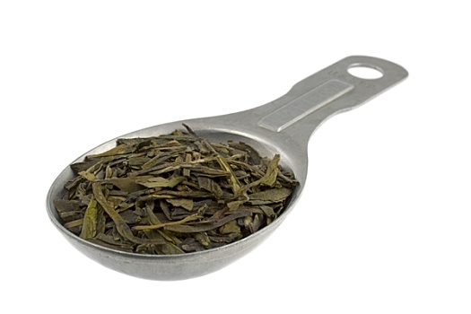 大汤匙,满,叶子,松,绿茶