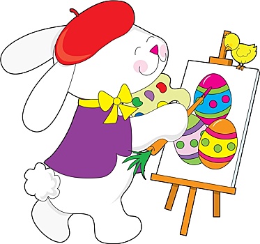 兔子,绘画,蛋