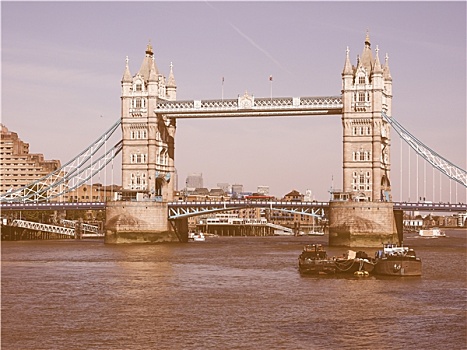复古,看,塔桥,伦敦