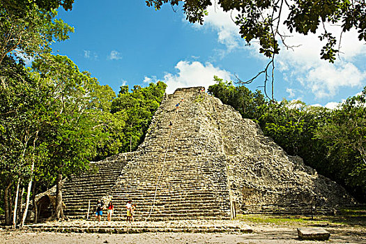 墨西哥,尤卡坦半岛,旅游,攀登,金字塔