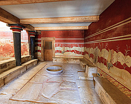 皇后区,沐浴,克诺索斯,宫殿,2000年,城市,克里特岛,希腊