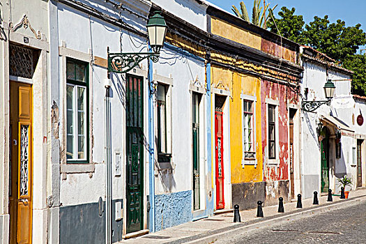 风化,彩色,涂绘,建筑,街道,法若,阿尔加维,葡萄牙
