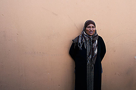 女人,头像,戴着,围巾,站立,墙壁,南非