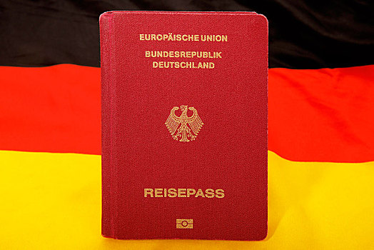 生物测量,护照,联邦德国,欧盟,德国,国旗,后面,欧洲