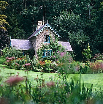 框架,高耸,树,自然风光,英国,花园,童话,屋舍,空气,平和,宁静