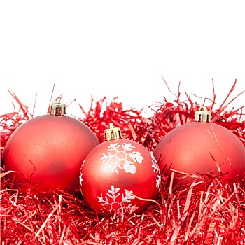 三个,红色,圣诞节饰物,闪亮装饰物,隔绝