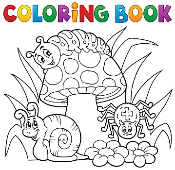 上色画册,伞菌,动物