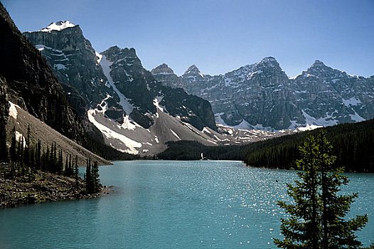 加拿大,艾伯塔省,落基山脉,班芙国家公园,冰碛湖