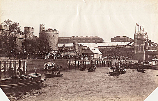 风景,局部,塔桥,泰晤士河,伦敦,1894年,艺术家,未知