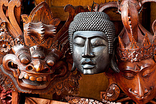 佛教,印度教,面具,中心,巴厘岛,印度尼西亚,东南亚