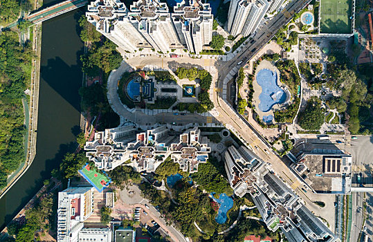 俯视,城市,香港