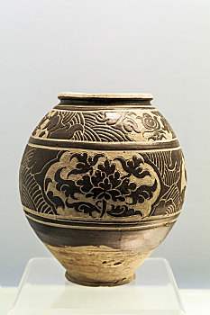 上海博物馆藏金代黑釉剔刻牡丹纹罐