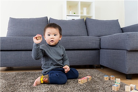 亚洲人,婴儿玩具,积木